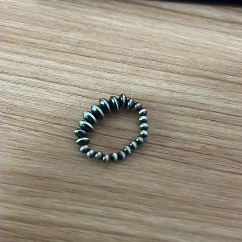 Black and Silver Beaded Ring